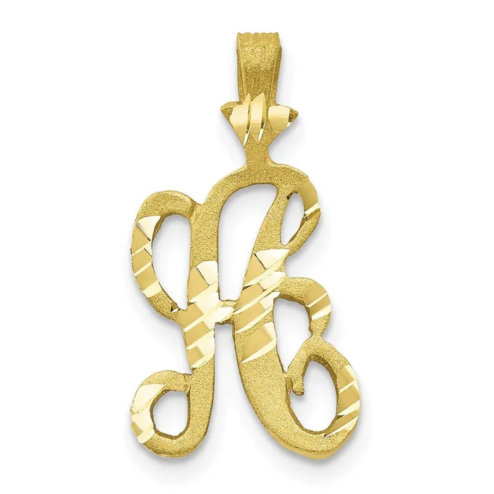 TreasureFineJewelers Charm Necklaces 10k Yellow Gold Diamondcut Grooved Initial A Charm TreasureFineJewelers Charm Necklaces 10k Yellow Gold Diamondcut Grooved Initial A Charm