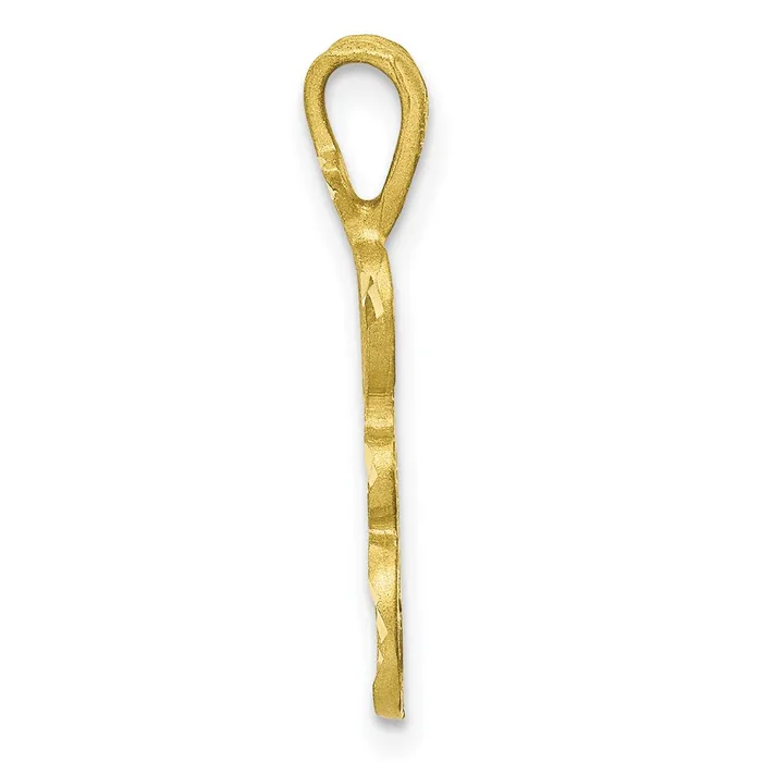 TreasureFineJewelers Charm Necklaces 10k Yellow Gold Diamondcut Grooved Initial A Charm