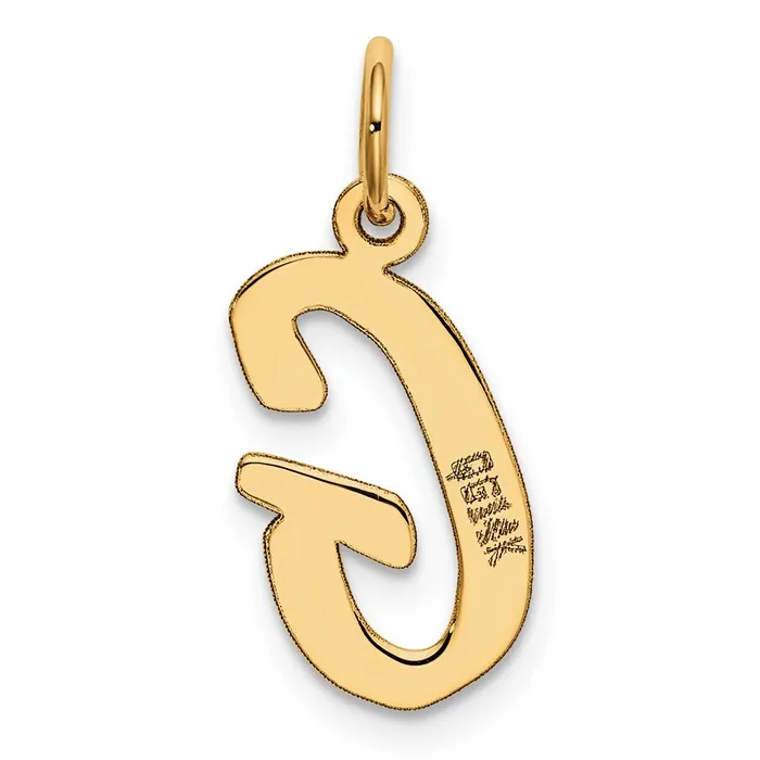 TreasureFineJewelers Charm Necklaces 10k Yellow Gold Medium Script Letter G Initial Charm