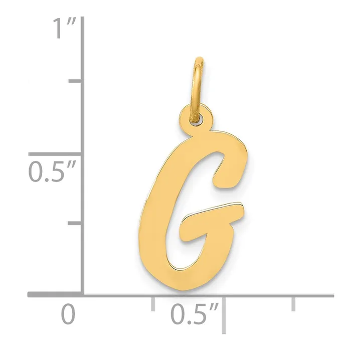 TreasureFineJewelers Charm Necklaces 10k Yellow Gold Medium Script Letter G Initial Charm