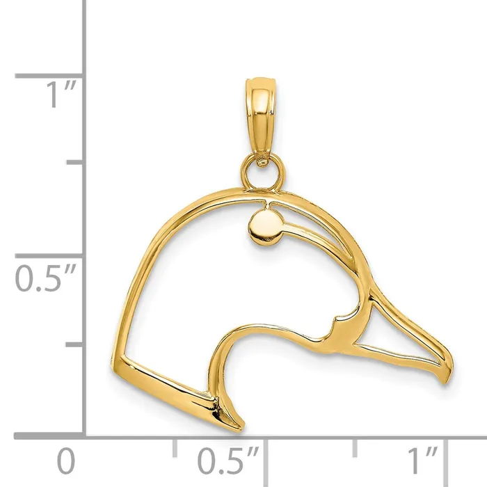 TreasureFineJewelers Charm Necklaces 14K CutOut Duck Head Charm