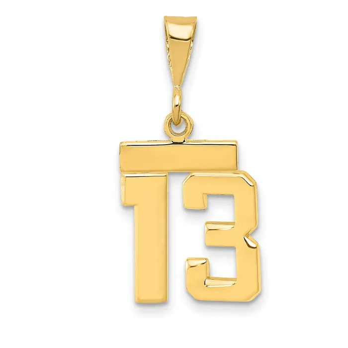 TreasureFineJewelers Charm Necklaces 14k Small Polished Number 13 Charm