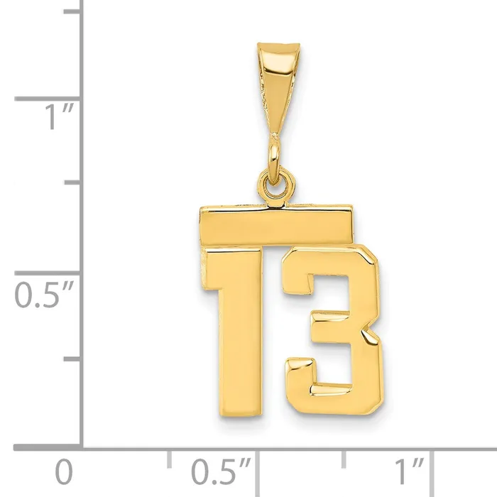 TreasureFineJewelers Charm Necklaces 14k Small Polished Number 13 Charm