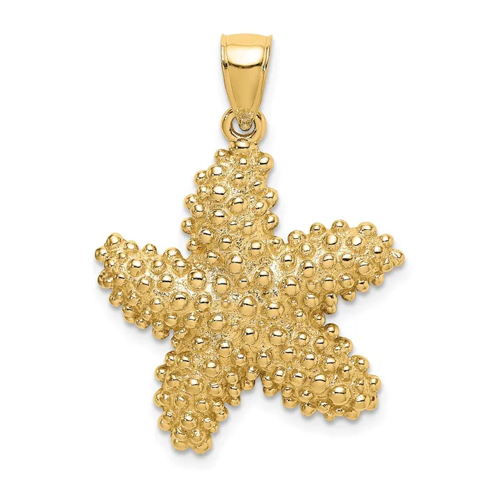 TreasureFineJewelers Charm Necklaces 14K Textured Starfish Charm