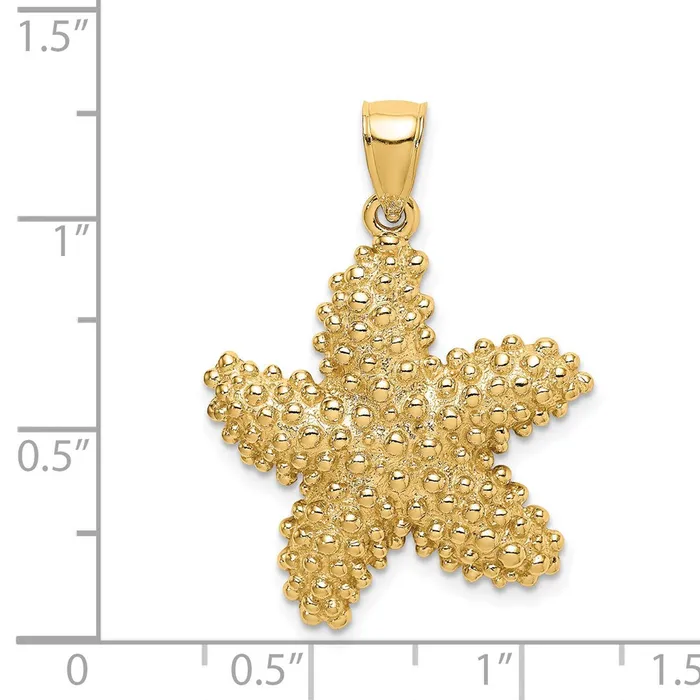 TreasureFineJewelers Charm Necklaces 14K Textured Starfish Charm