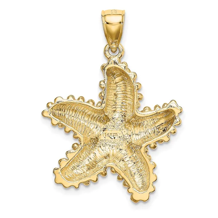 TreasureFineJewelers Charm Necklaces 14K Textured Starfish Charm