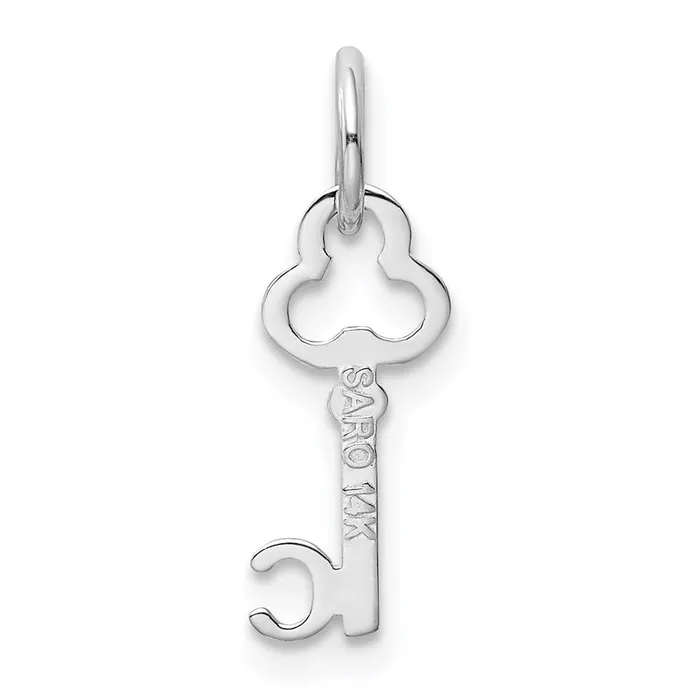 TreasureFineJewelers Charm Necklaces 14K White Gold Key Letter C Initial Charm