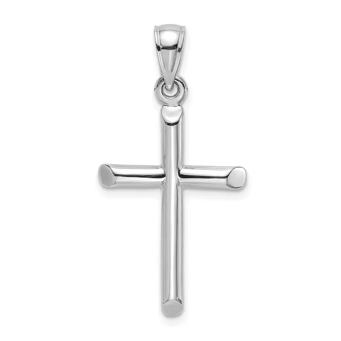 TreasureFineJewelers Charm Necklaces 14K White Gold Polished Cylinder Cross Charm TreasureFineJewelers Charm Necklaces 14K White Gold Polished Cylinder Cross Charm