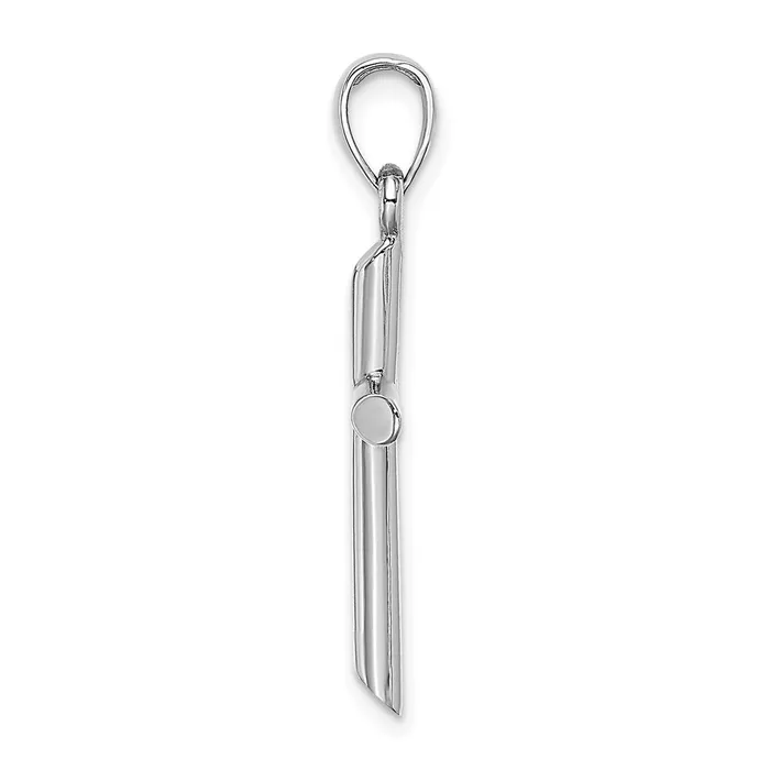 TreasureFineJewelers Charm Necklaces 14K White Gold Polished Cylinder Cross Charm