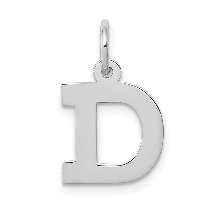 TreasureFineJewelers Charm Necklaces 14k White Gold Small Block Letter D Initial Charm TreasureFineJewelers Charm Necklaces 14k White Gold Small Block Letter D Initial Charm