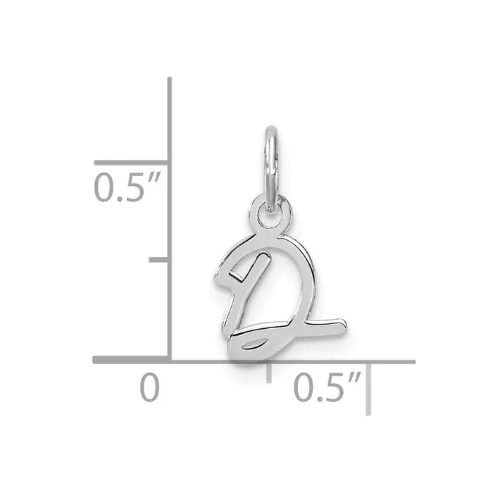 TreasureFineJewelers Charm Necklaces 14K White Gold Uppercase Letter D Initial Charm