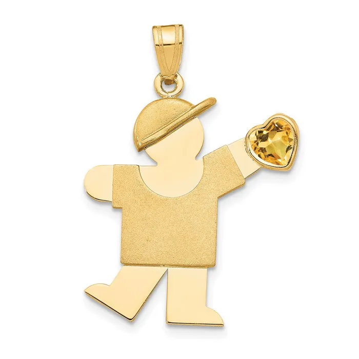 TreasureFineJewelers Charm Necklaces 14k Yellow Gold Boy with CZ November Birthstone Charm TreasureFineJewelers Charm Necklaces 14k Yellow Gold Boy with CZ November Birthstone Charm