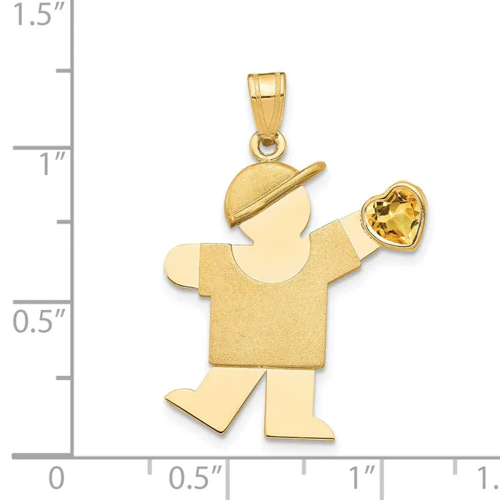 TreasureFineJewelers Charm Necklaces 14k Yellow Gold Boy with CZ November Birthstone Charm