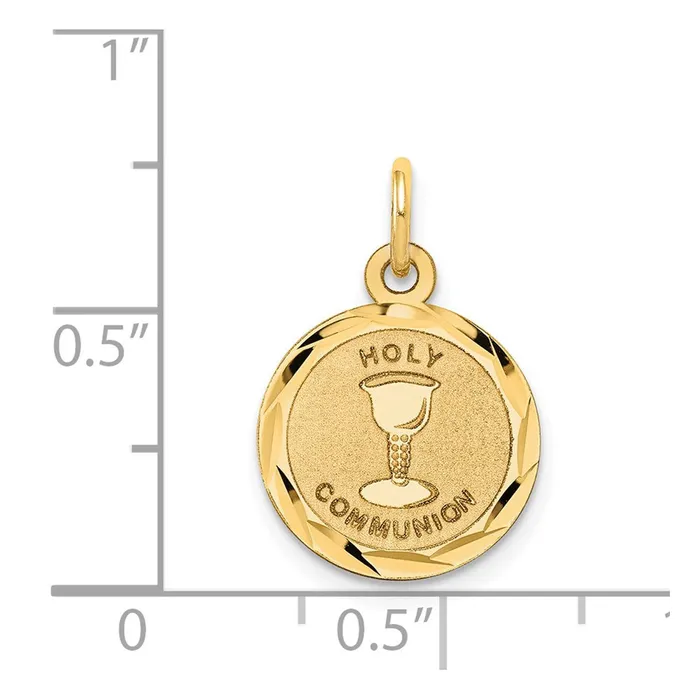 TreasureFineJewelers Charm Necklaces 14k Yellow Gold Holy Communion Disc Charm