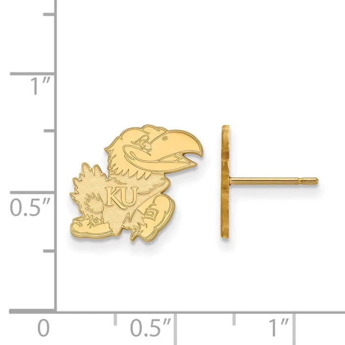 TreasureFineJewelers Earrings 10k Gold University of Kansas Jayhawk Small Post Earrings