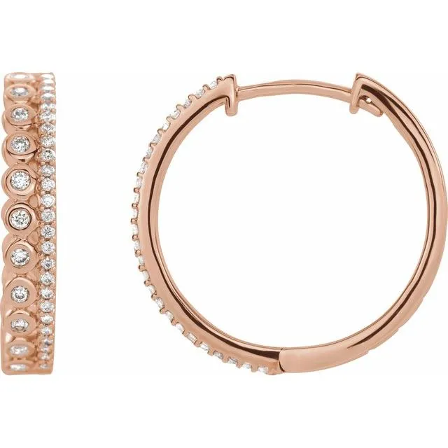 TreasureFineJewelers Earrings 14K Rose 13 CTW Diamond Geometric Hoop Earrings TreasureFineJewelers Earrings 14K Rose 13 CTW Diamond Geometric Hoop Earrings