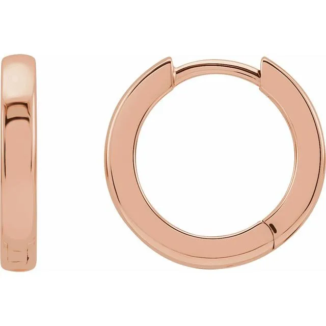 TreasureFineJewelers Earrings 14K Rose Gold 14 mm Hinged Hoop Earring