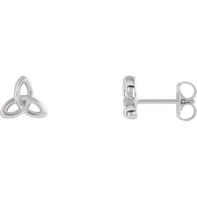 TreasureFineJewelers Earrings 14K White Gold CelticInspired Trinity Earrings TreasureFineJewelers Earrings 14K White Gold CelticInspired Trinity Earrings