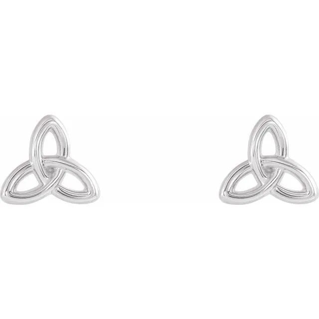 TreasureFineJewelers Earrings 14K White Gold CelticInspired Trinity Earrings