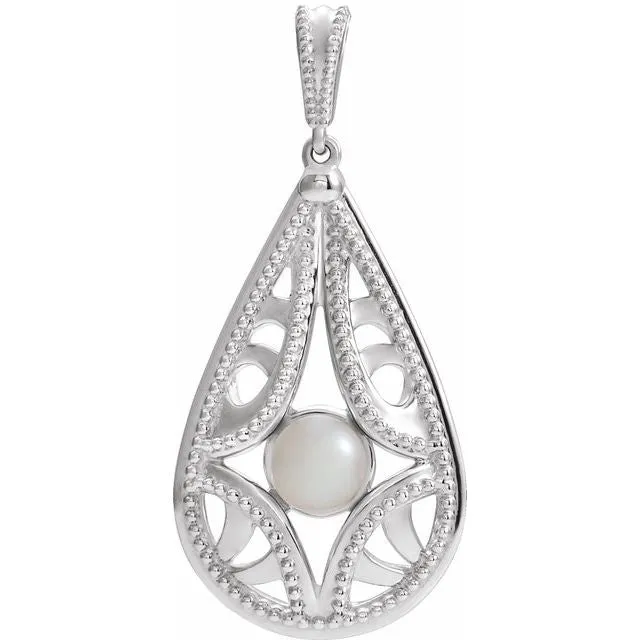 TreasureFineJewelers Earrings 14K White Gold Cultured White Gold Freshwater Pearl VintageInspired Pendant TreasureFineJewelers Earrings 14K White Gold Cultured White Gold Freshwater Pearl VintageInspired Pendant