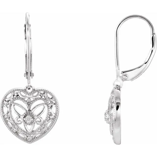 TreasureFineJewelers Earrings Sterling Silver 02 CTW Diamond Lever Back Earrings TreasureFineJewelers Earrings Sterling Silver 02 CTW Diamond Lever Back Earrings