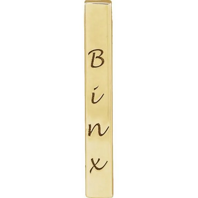 TreasureFineJewelers Necklaces 10K Yellow Gold 17x25 mm Engravable FourSided Vertical Bar Pendant