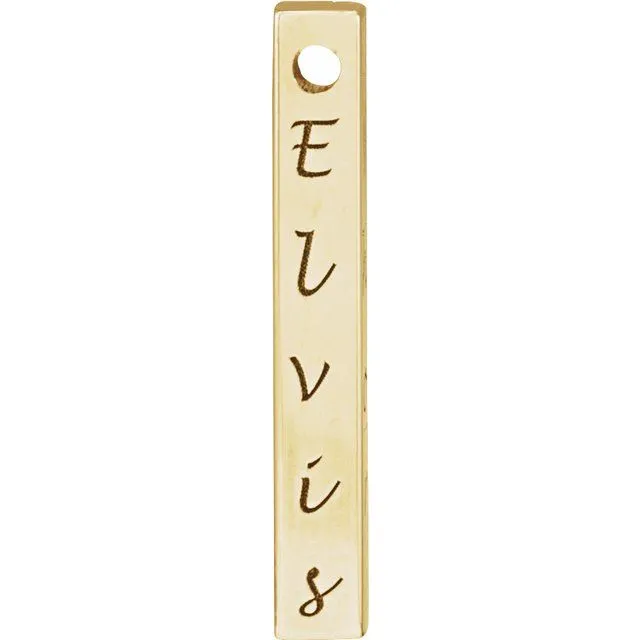 TreasureFineJewelers Necklaces 10K Yellow Gold 17x25 mm Engravable FourSided Vertical Bar Pendant