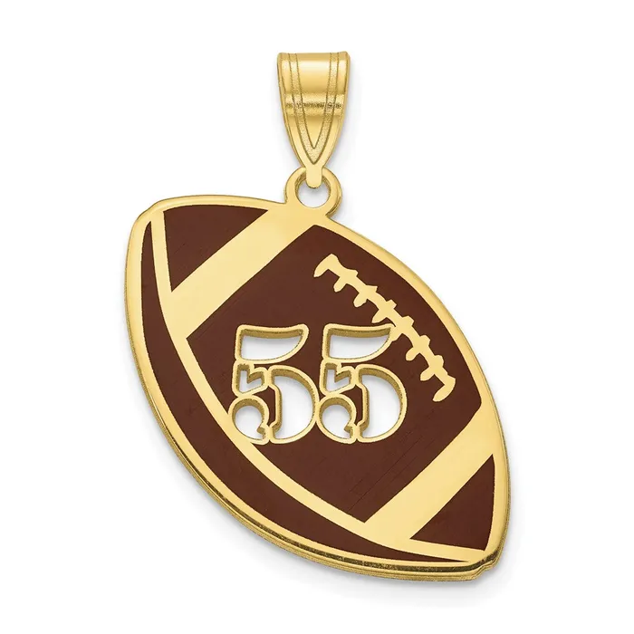 TreasureFineJewelers Necklaces 10KY Enameled Personalized Football with Cut Out Number Pendant TreasureFineJewelers Necklaces 10KY Enameled Personalized Football with Cut Out Number Pendant