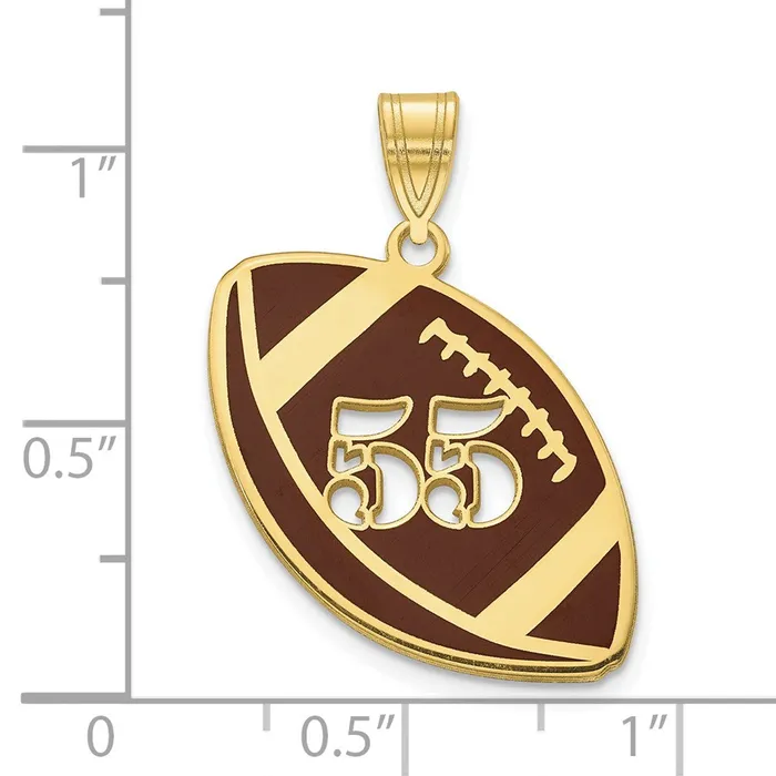 TreasureFineJewelers Necklaces 10KY Enameled Personalized Football with Cut Out Number Pendant