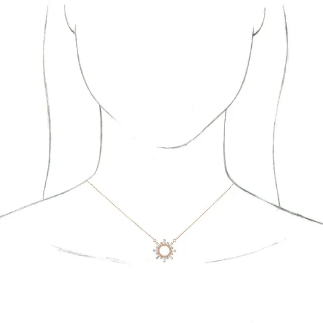 TreasureFineJewelers Necklaces 14K Rose Gold 38 CTW Natural Diamond Circle 18 Necklace