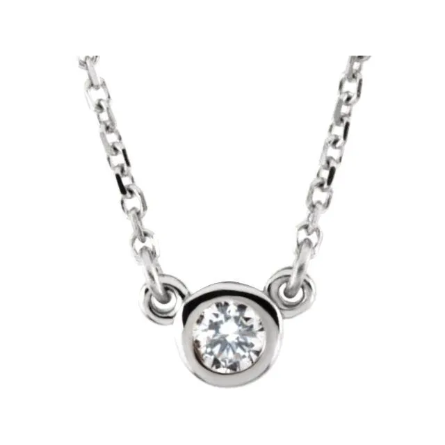 TreasureFineJewelers Necklaces 14K White Gold 110 CT Natural Diamond Solitaire 18 Necklace