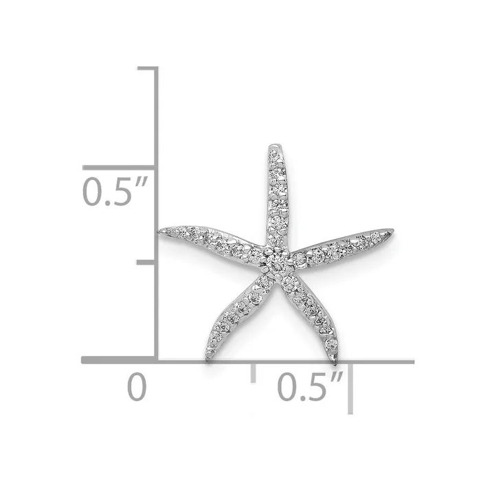 TreasureFineJewelers Necklaces 14k White Gold 18ct Diamond Starfish Chain Slide