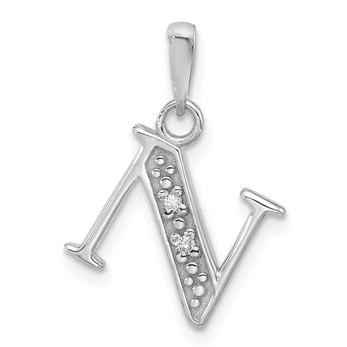 TreasureFineJewelers Necklaces 14K White Gold Diamond Letter N Initial Pendant TreasureFineJewelers Necklaces 14K White Gold Diamond Letter N Initial Pendant