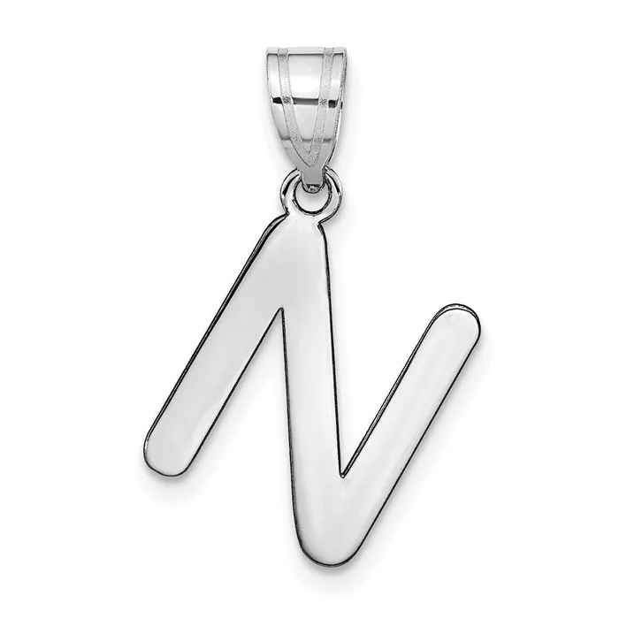 TreasureFineJewelers Necklaces 14k White Gold Polished Bubble Letter N Initial Pendant TreasureFineJewelers Necklaces 14k White Gold Polished Bubble Letter N Initial Pendant