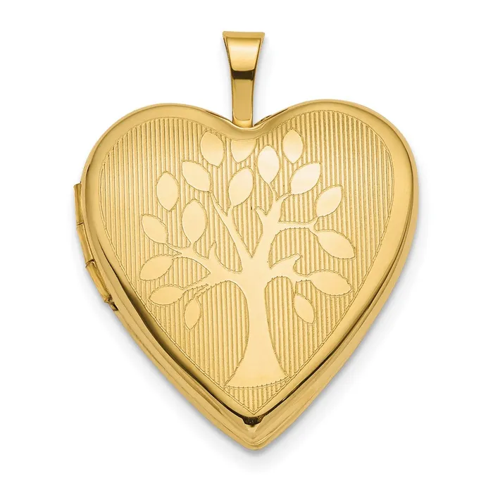TreasureFineJewelers Necklaces 14k Yellow Gold 20mm Tree Heart Locket