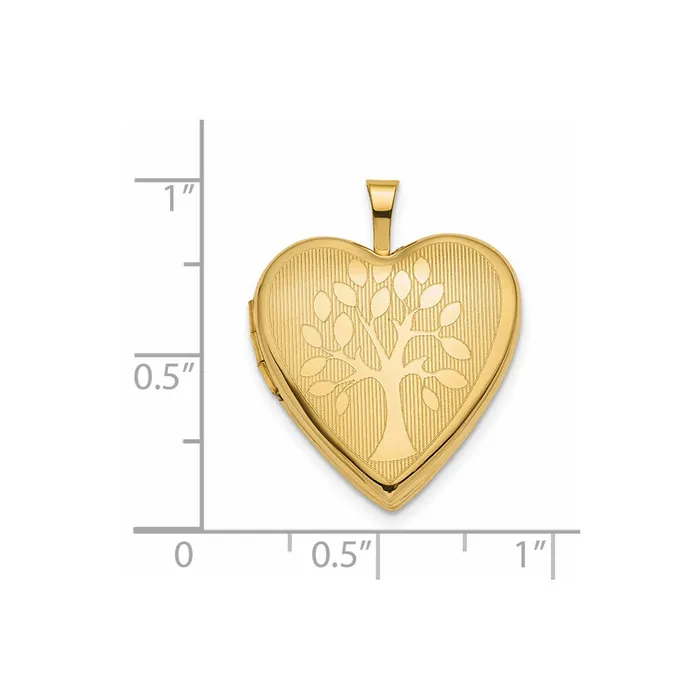 TreasureFineJewelers Necklaces 14k Yellow Gold 20mm Tree Heart Locket