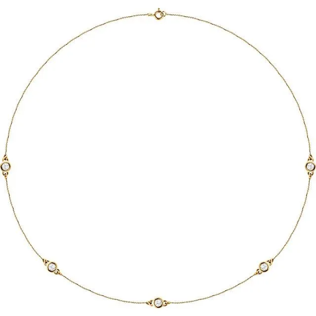 TreasureFineJewelers Necklaces 14K Yellow Gold 34 CTW LabGrown Diamond 5Station 18 Necklace TreasureFineJewelers Necklaces 14K Yellow Gold 34 CTW LabGrown Diamond 5Station 18 Necklace