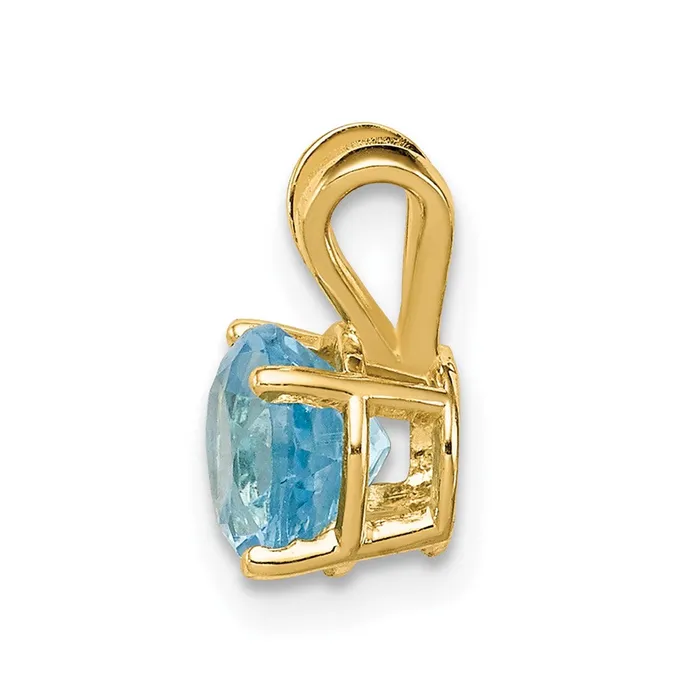 TreasureFineJewelers Necklaces 14k Yellow Gold 6mm Blue Topaz pendant