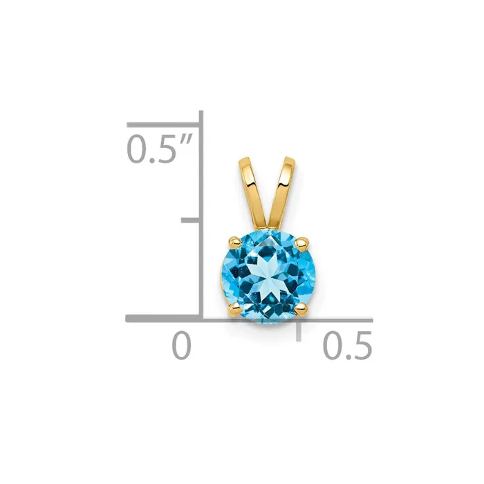 TreasureFineJewelers Necklaces 14k Yellow Gold 6mm Blue Topaz pendant