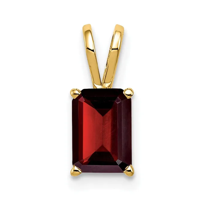 TreasureFineJewelers Necklaces 14k Yellow Gold 7x5mm Emerald Cut Garnet pendant TreasureFineJewelers Necklaces 14k Yellow Gold 7x5mm Emerald Cut Garnet pendant