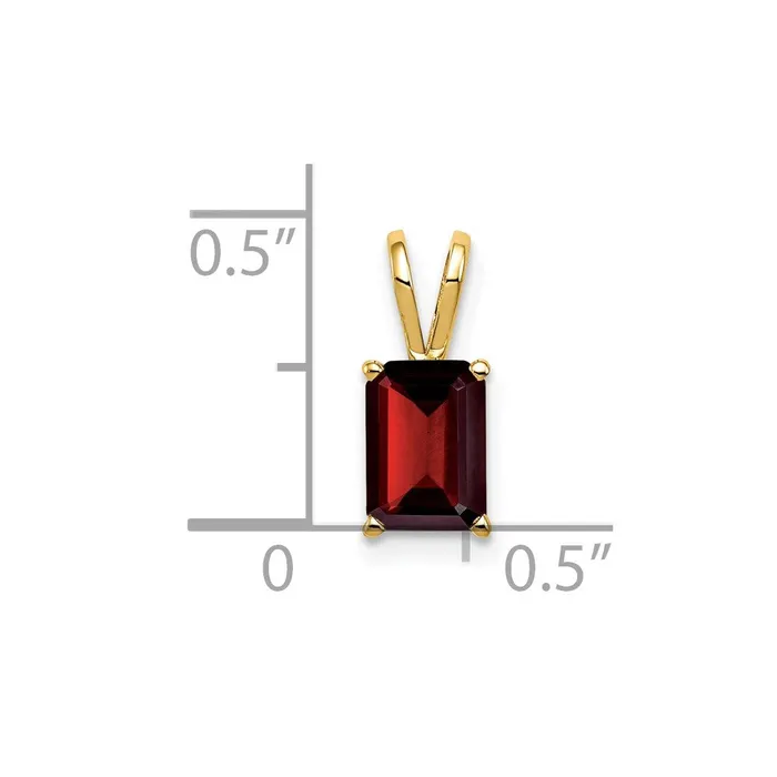 TreasureFineJewelers Necklaces 14k Yellow Gold 7x5mm Emerald Cut Garnet pendant