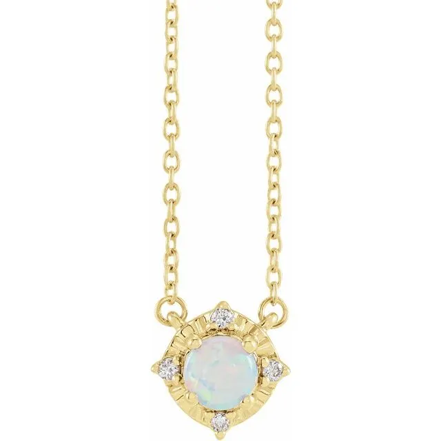 TreasureFineJewelers Necklaces 14K Yellow Gold LabGrown White Gold Opal 04 CTW Natural Diamond HaloStyle 18 Necklace TreasureFineJewelers Necklaces 14K Yellow Gold LabGrown White Gold Opal 04 CTW Natural Diamond HaloStyle 18 Necklace