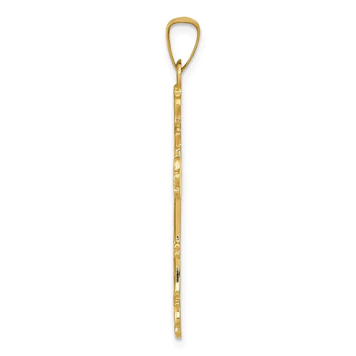 TreasureFineJewelers Necklaces 14k Yellow Gold Polished Budded Cross Pendant