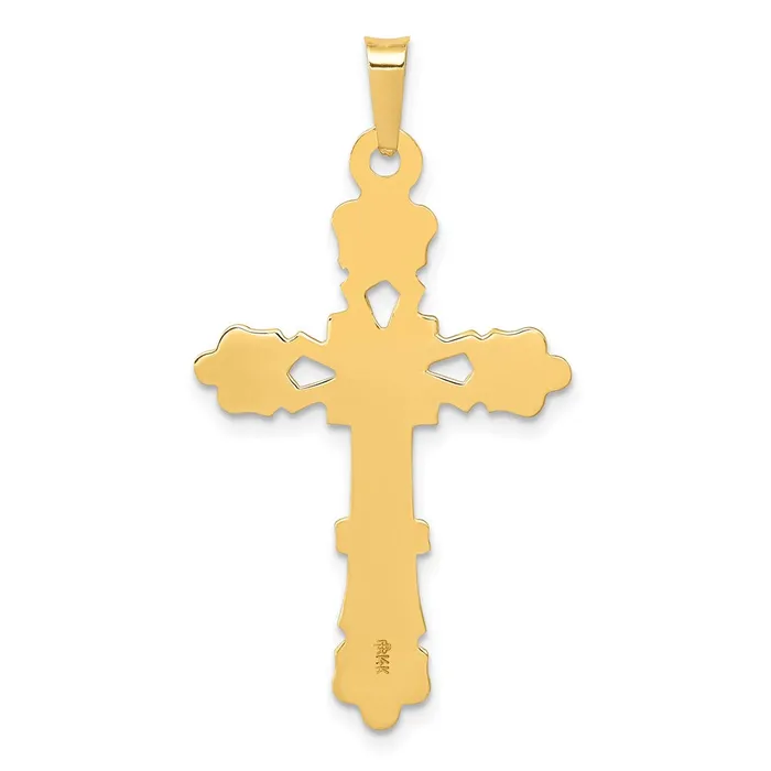 TreasureFineJewelers Necklaces 14k Yellow Gold Polished Budded Cross Pendant