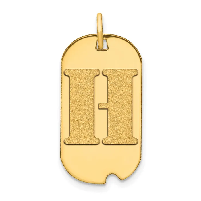 TreasureFineJewelers Necklaces 14k Yellow Gold Polished Letter H Initial Dog Tag Pendant TreasureFineJewelers Necklaces 14k Yellow Gold Polished Letter H Initial Dog Tag Pendant