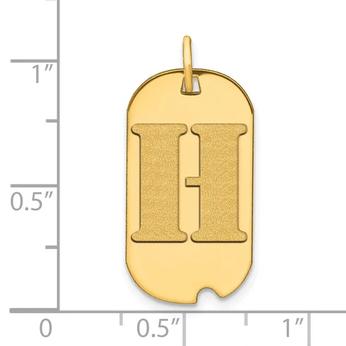 TreasureFineJewelers Necklaces 14k Yellow Gold Polished Letter H Initial Dog Tag Pendant