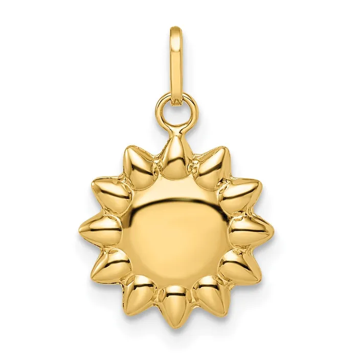 TreasureFineJewelers Necklaces 14k Yellow Gold Polished Puffed Sun Pendant TreasureFineJewelers Necklaces 14k Yellow Gold Polished Puffed Sun Pendant