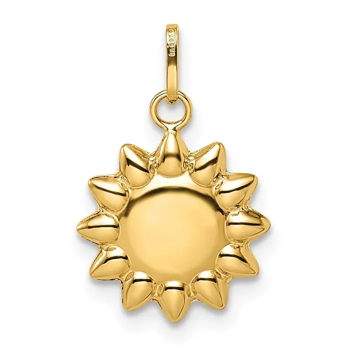 TreasureFineJewelers Necklaces 14k Yellow Gold Polished Puffed Sun Pendant