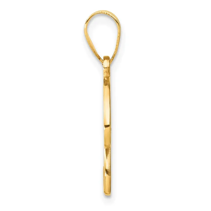 TreasureFineJewelers Necklaces 14k Yellow Gold Script Letter U Initial Pendant with Diamond