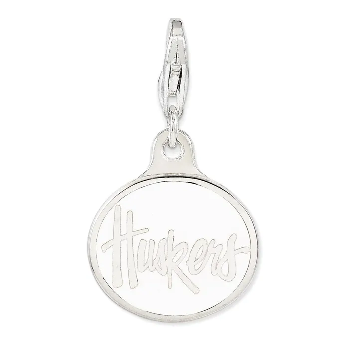 TreasureFineJewelers Necklaces Amore La Vita Sterling Silver Rhodiumplated Polished Enameled University of Nebraska Charm with Fancy Lobster Clasp TreasureFineJewelers Necklaces Amore La Vita Sterling Silver Rhodiumplated Polished Enameled University of Nebraska Charm with Fancy Lobster Clasp